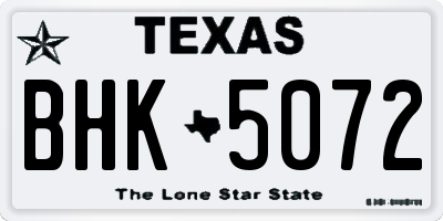 TX license plate BHK5072