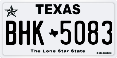 TX license plate BHK5083