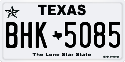 TX license plate BHK5085