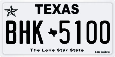 TX license plate BHK5100