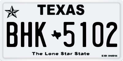 TX license plate BHK5102