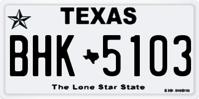 TX license plate BHK5103