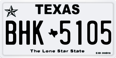TX license plate BHK5105