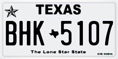 TX license plate BHK5107