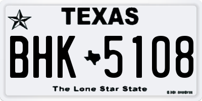 TX license plate BHK5108