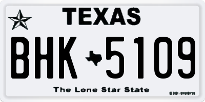 TX license plate BHK5109