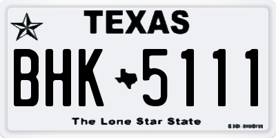 TX license plate BHK5111