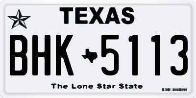 TX license plate BHK5113