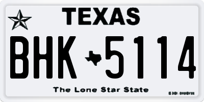 TX license plate BHK5114