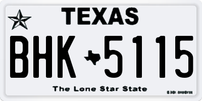 TX license plate BHK5115