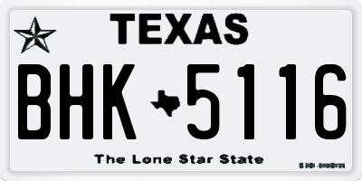 TX license plate BHK5116