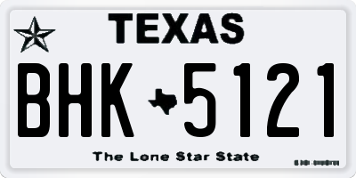 TX license plate BHK5121