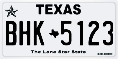 TX license plate BHK5123