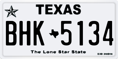 TX license plate BHK5134