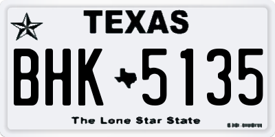 TX license plate BHK5135