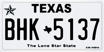 TX license plate BHK5137