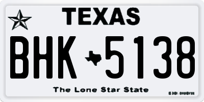 TX license plate BHK5138