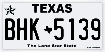 TX license plate BHK5139