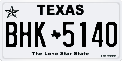 TX license plate BHK5140