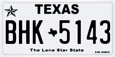 TX license plate BHK5143