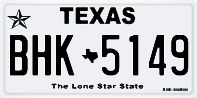 TX license plate BHK5149