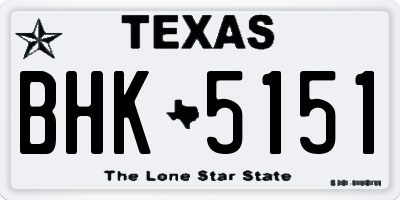 TX license plate BHK5151
