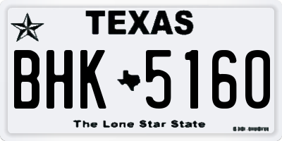 TX license plate BHK5160