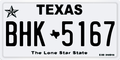TX license plate BHK5167