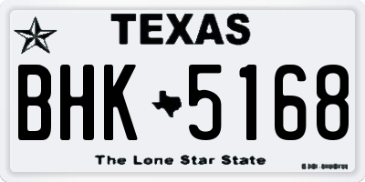 TX license plate BHK5168