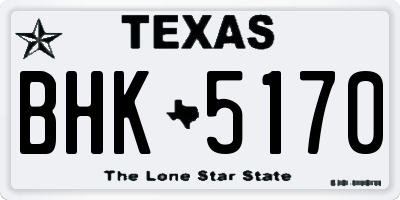 TX license plate BHK5170