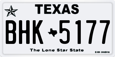 TX license plate BHK5177