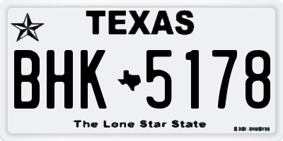 TX license plate BHK5178