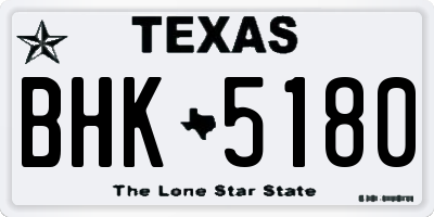 TX license plate BHK5180