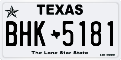TX license plate BHK5181