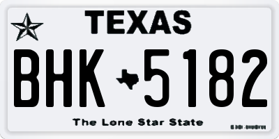 TX license plate BHK5182
