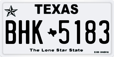 TX license plate BHK5183