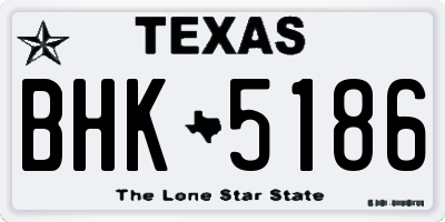 TX license plate BHK5186