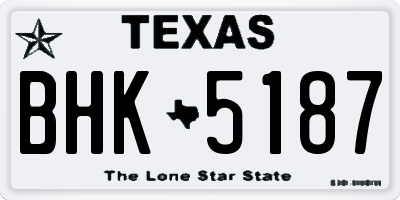 TX license plate BHK5187
