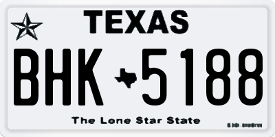 TX license plate BHK5188