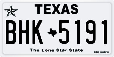 TX license plate BHK5191