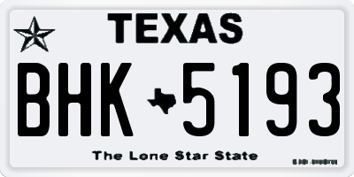 TX license plate BHK5193