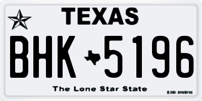 TX license plate BHK5196