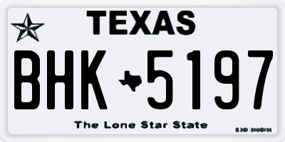 TX license plate BHK5197