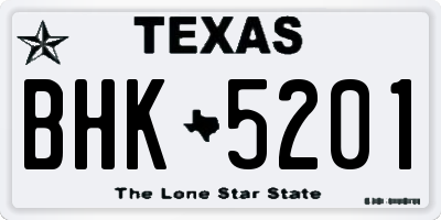 TX license plate BHK5201