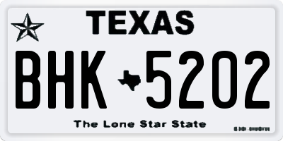 TX license plate BHK5202