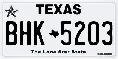 TX license plate BHK5203