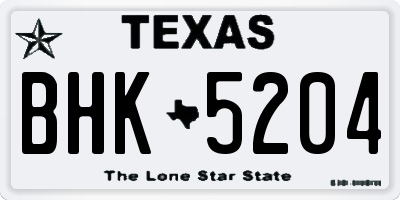TX license plate BHK5204