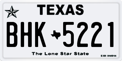 TX license plate BHK5221