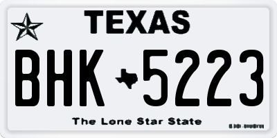 TX license plate BHK5223