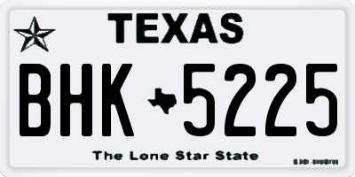 TX license plate BHK5225